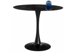Стол стеклянный Tulip 90 black glass (90x73)