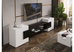 ТВ-тумба Лисмор белый / черный глянец (254x37,3x62)