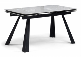 Керамический стол Маунт 140x80 белый мрамор / черный (80x77)