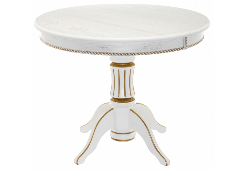 Стол деревянный Павия 100 молочный / золотая патина (100x80). 