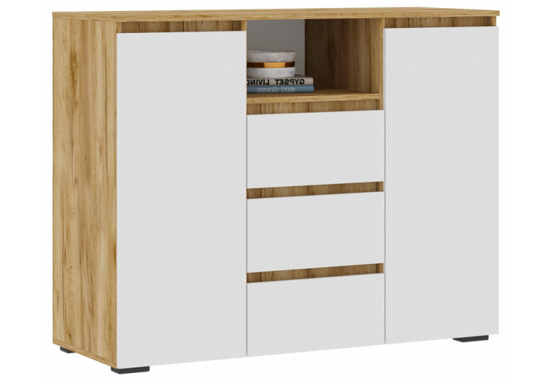 Комод Элла КМ 01 белый / дуб крафт золото (120,2x46x95,8). 